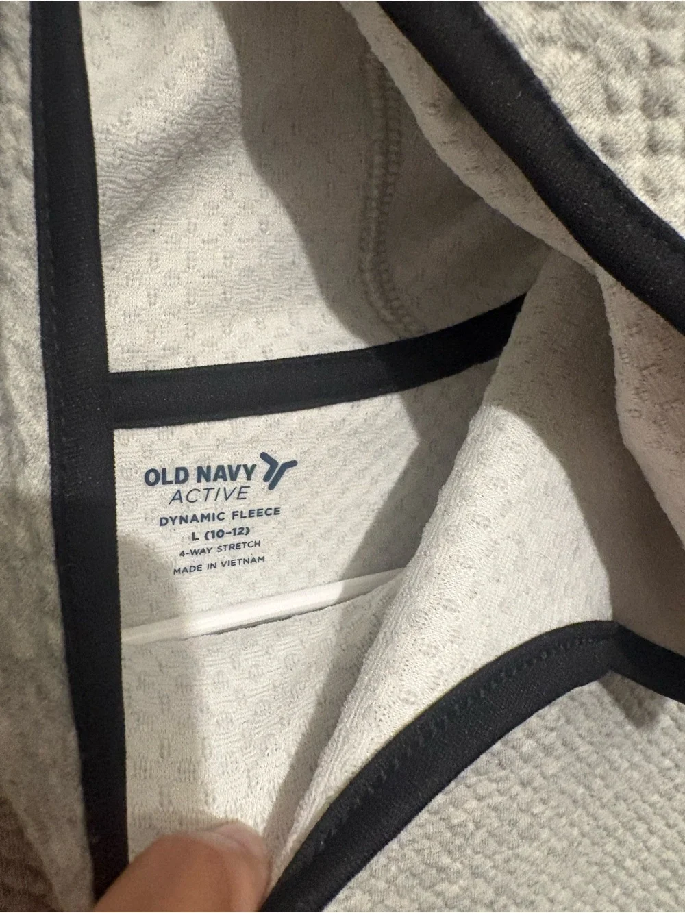 Old Navy Light Gray Quilted Active Hoodie with Black Trim